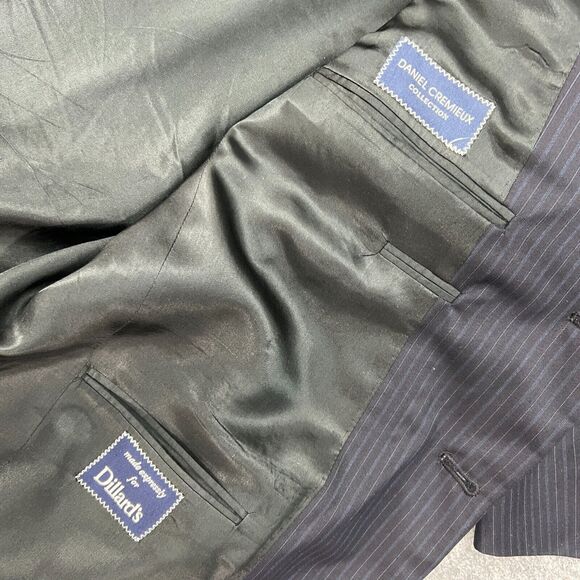 Daniel Cremieux Blazer Mens 42 Navy Pinstripe Classic 3 Button Notch Lapel *READ - Picture 9 of 13